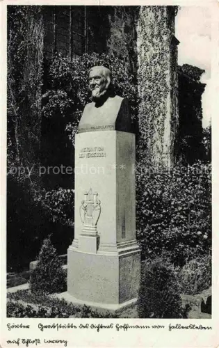 AK / Ansichtskarte Hoexter Weser NRW Bueste-Hoffmann-von-Fallersleben Denkmal Schloss-Corvey Dichter Skulptur Park Baeume