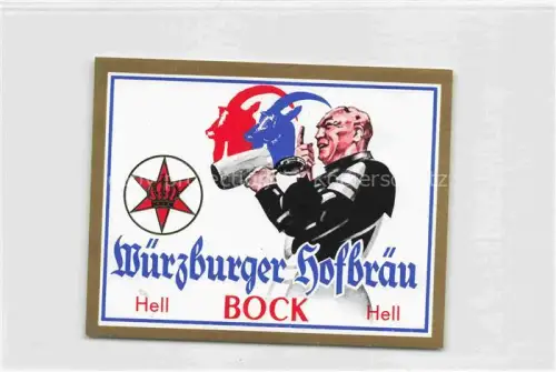 AK / Ansichtskarte Heidingsfeld WueRZBURG Wuerzburger-Hofbraeu Bockbier Bieretikett Moench Bierkrug Stern-Logo