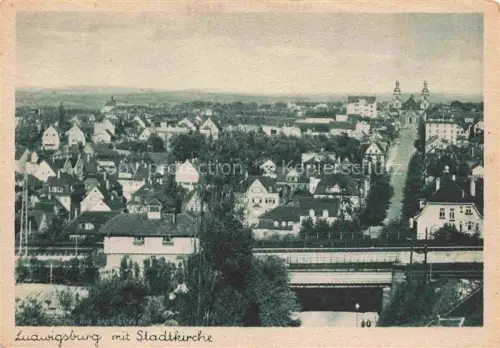 AK / Ansichtskarte LUDWIGSBURG  BW Stadtkirche Stadtpanorama Daecher Bruecke Bahnviadukt Baeume