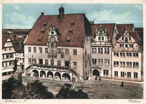 AK / Ansichtskarte Biberach HEILBRONN Rathaus Rathausturm Kunstuhr Arkaden Renaissancegiebel Marktplatz