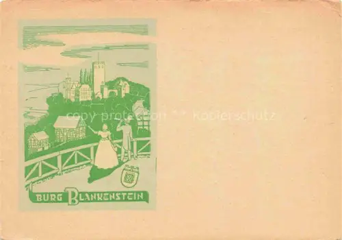 AK / Ansichtskarte Blankenstein Ruhr Hattingen NRW Burg-Blankenstein Burg Fachwerkhaus Paerchen Wappen Grafik Turm Landschaft