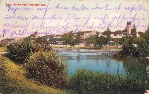 AK / Ansichtskarte AARAU AG Aare Fluss Bruecke Kirche Stadtansicht Baeume Aareufer