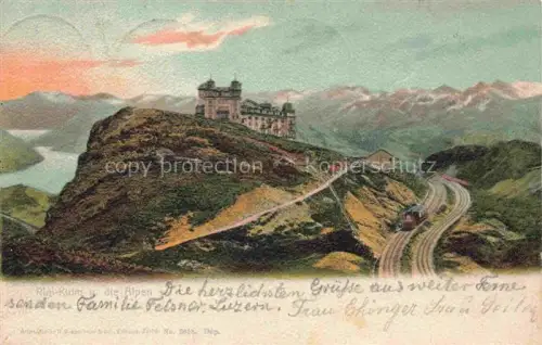 AK / Ansichtskarte RIGI-Kulm 1798m SZ Rigi-Kulm Berghotel Zahnradbahn Lokomotive Alpen Panorama Vierwaldstaettersee