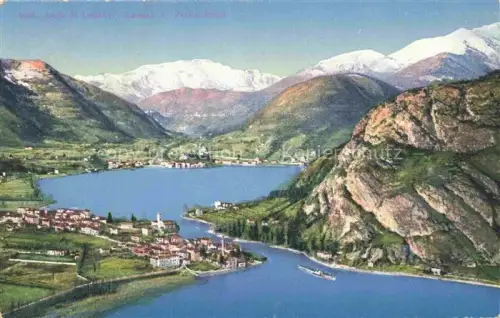 AK / Ansichtskarte Lavena  Ponte Tresa LUGANO TI Lago-di-Lugano Lavena Porto-Ceresa See Berge Dorf Dampfschiff Alpen