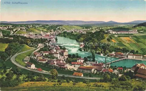 AK / Ansichtskarte SCHAFFHAUSEN  SH Rhein Stadtpanorama Weinberge Bruecke Haeuser Felder Huegel Industrie