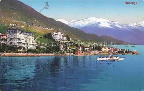 AK / Ansichtskarte Brissago Lago Maggiore TI Lago-Maggiore Dampfschiff Hotel Seeufer Berge Ortschaft