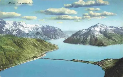 AK / Ansichtskarte Monte San Salvatore 912m LUGANO TI Monte-San-Salvatore Lago-di-Lugano Ponte-di-Melide Monte-Generoso San-Giorgio Damm Panorama
