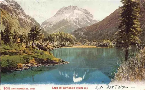 AK / Ansichtskarte Lago di Cavloccio Cavloc Malojy GR Lago-di-Cavioccio Bergsee Wald Alpen Berge Hochgebirge Spiegelung