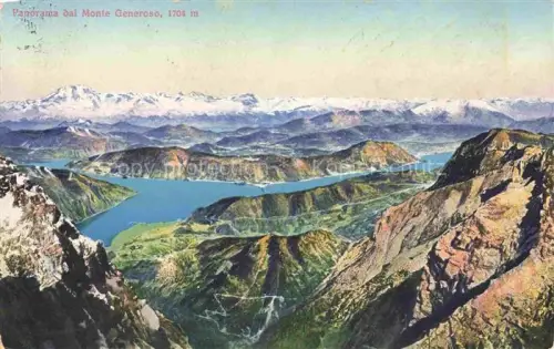 AK / Ansichtskarte Monte-Generoso 1704m Lugano TI Monte-Generoso Lago-di-Lugano Berggipfel Panorama Alpen Seen