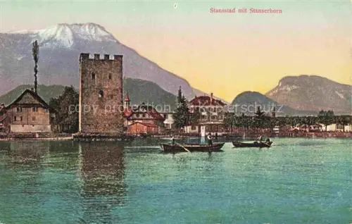 AK / Ansichtskarte Stansstad Nidwalden NW Stansstad Stanserhorn Turm Vierwaldstaettersee Ruderboot Berge Ortschaft