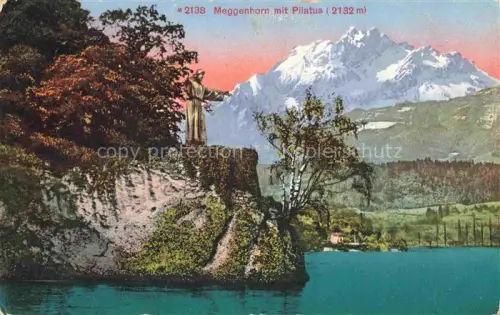 AK / Ansichtskarte Meggenhorn Luzern LU Meggenhorn Pilatus Vierwaldstaettersee Statue Felsen See Berge