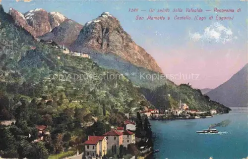 AK / Ansichtskarte San Mamete  Cressogno Lago di Lugano TI Valsolda San-Mamette Castello Lago-di-Lugano Dampfboot Berge Ortschaft Panorama