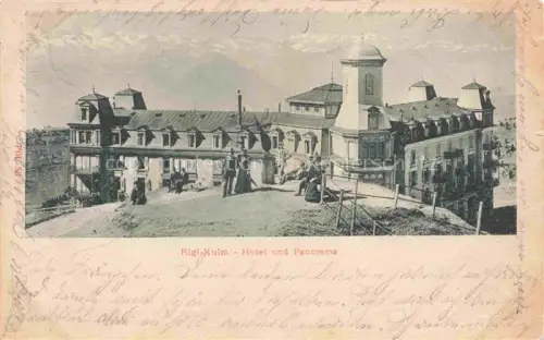 AK / Ansichtskarte RIGI-Kulm 1798m SZ Rigi-Kulm Hotel Gebaeude Aussichtsturm Personen Bergstation