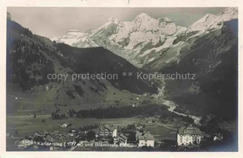 AK / Ansichtskarte Kandersteg BE Bluemlisalp Tal Ortschaft Berge Wiesen Wald Fluss Hotels Schnee
