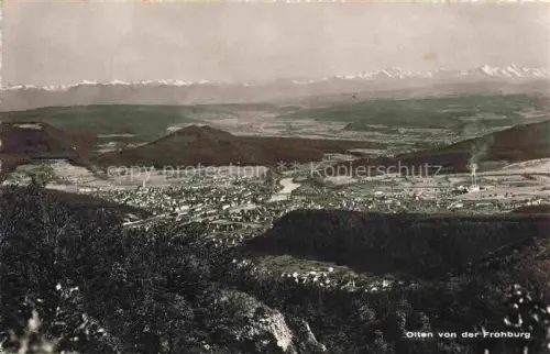 AK / Ansichtskarte OLTEN SO Frohburg Stadtpanorama Aare Alpen Tal Felder Fabrik Wald
