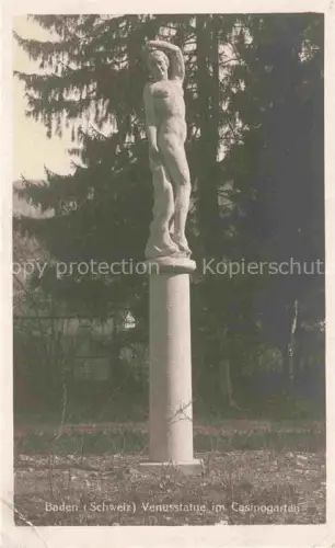 AK / Ansichtskarte BADEN  AG (Schweiz) Venusstatue Casinogarten Statue Skulptur Saeule Garten Tannen Park