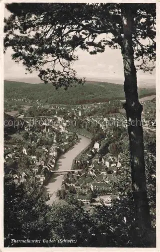 AK / Ansichtskarte BADEN  AG (Schweiz) Thermalkurort Limmat Fluss Panorama Kiefer Bruecke Stadtansicht