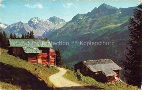 AK / Ansichtskarte DAVOS GR Clavadeler-Alp Mittagshorn Plattenhorn Hoch-Ducan Aelplihorn Leidbachhorn Almhuetten Bergpfad