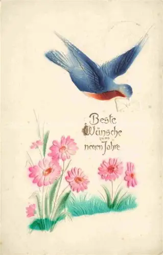 AK / Ansichtskarte Brieftaube Carrier Pigeon voyageur-- Beste Wunsche neuen Jahr 