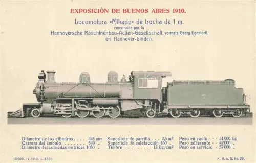 AK / Ansichtskarte Lokomotive Eisenbahn Railway-- Mikado Exposition de Buenos Aires 