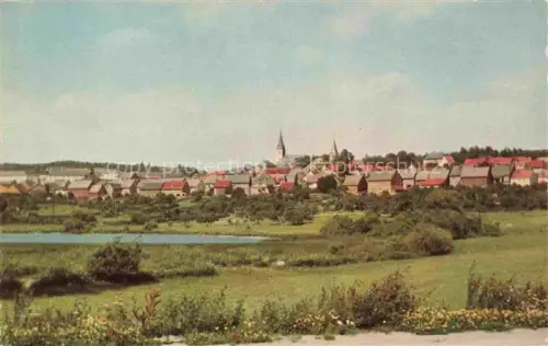 AK / Ansichtskarte Baumholder Nahe Birkenfeld Rheinland-Pfalz Panorama Dorf Kirche Rote-Daecher Wiesen Teich Pfaelzer-Land