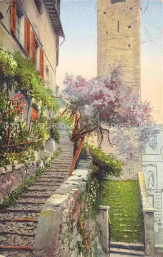 AK / Ansichtskarte Gandria Lago di Lugano TI Lago-di-Lugano Treppe Turm Blumen Gasse Altstadt Haeuser