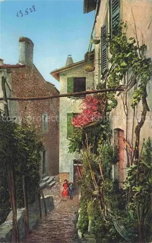 AK / Ansichtskarte Gandria Lago di Lugano TI Gasse Kinder Altstadt Blumen Haeuser Kopfsteinpflaster