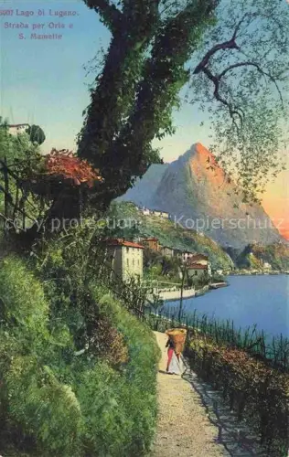 AK / Ansichtskarte San Mamete  Cressogno Lago di Lugano TI Lago-di-Lugano Strada-per-Oria San-Mamete Weg Berge Frau-mit-Korb Weinreben