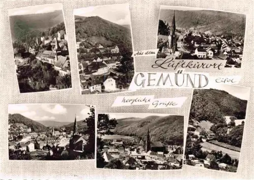 AK / Ansichtskarte Gemuend Eifel Schleiden NRW Luftkurort Ortschaft Kirche Berge Eifel Panorama Wohnhaeuser