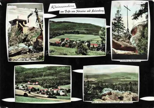 AK / Ansichtskarte Kleinwendern Bad Alexandersbad Wunsiedel Bayern Kosseine Luisenburg-Gipfelkreuz Felsformation Ortschaft Wald Hugellandschaft Ochsenkopf Schneeberg