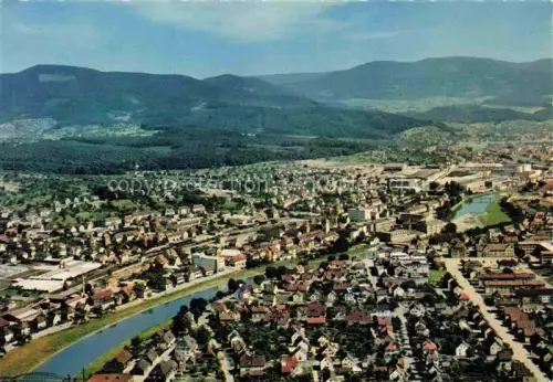 AK / Ansichtskarte Gaggenau Murgtal Schwarzwald Fluss Stadtpanorama Luftbild Berge Industrie