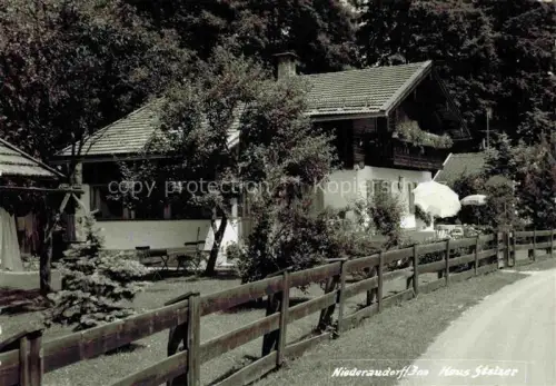 AK / Ansichtskarte Agg Niederaudorf Rosenheim Bayern Haus-Stelzer Pension Gaestehaus Zaun Garten Baeume Balkon