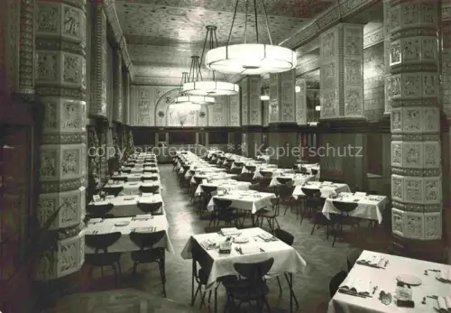 AK / Ansichtskarte Prag  PRAHA Prahy Prague CZ Rekreace ROH Gewerkschaftserholungsheim Speisesaal Kachelsaeulen Deckenornamente Tischgedeck