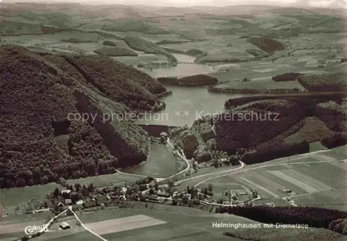 AK / Ansichtskarte Helminghausen Diemelsee Marsberg NRW Diemelsee Stausee Luftbild Wald Felder Talsperrenanlage Dorf