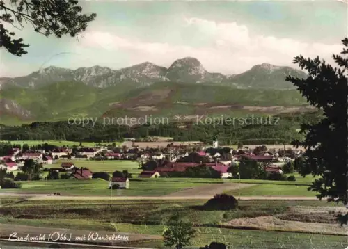 AK / Ansichtskarte Bruckmuehl  Mangfall Oberbayern Wendelstein Talblick Bergmassiv Dorfansicht Kirche Felder Waelder