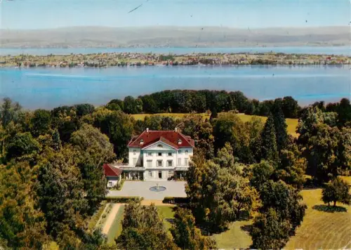AK / Ansichtskarte Schloss Eugensberg Salenstein TG Schloss-Eugensberg Untersee See Park Brunnen Fliegeraufnahme Villa