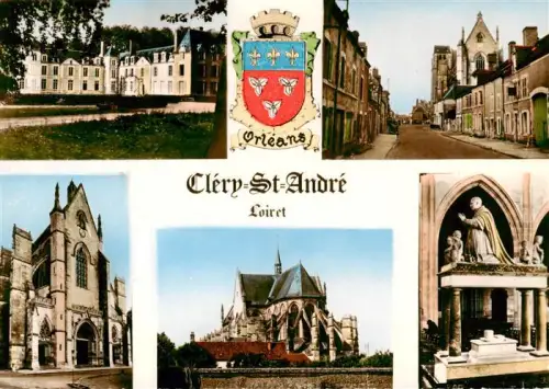 AK / Ansichtskarte Clery-Saint-Andre 45 Loiret Basilique Chateau Strassenszene Wappen-Orleans Grabmal Kirche