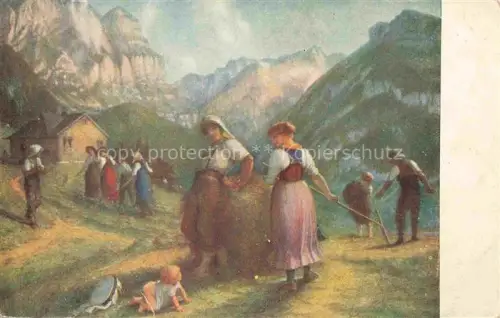 AK / Ansichtskarte RITTMEYER E. (1820-1904) Kuenstlerkarte Schweiz Heuernte