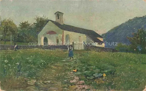 AK / Ansichtskarte FRANZONI Filippo (1857-1911) Kuenstlerkarte Schweiz Kirche von Maggia 