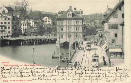 AK / Ansichtskarte STRAssENBAHN Tramway-- Zuerich Rathausquai Gemuesebruecke 