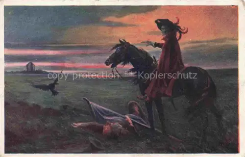 AK / Ansichtskarte FISCHER J. Kuenstlerkarte Kriegsbote Spectre del la guerre Pferd