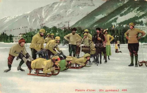AK / Ansichtskarte Schlitten Bobsleigh Traineaux-- Plaisirs d'hiver En gymkana 