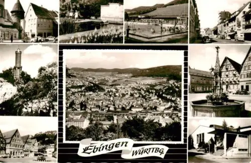 AK / Ansichtskarte Ebingen Albstadt BW Stadttor Freibad Schwimmbad Strasse Wasserturm Panorama Marktplatz Brunnen Fachwerkhaus