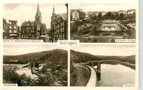 AK / Ansichtskarte SOLINGEN NRW Waffenschmied-Brunnen Markt Vorspeler-Anlage Wupperhof Talsperre Mehrbildkarte
