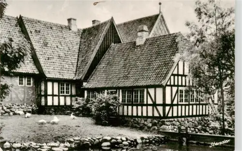 AK / Ansichtskarte Aarhus Arhus DK Den-gamle-By Freilichtmuseum Fachwerkhaus Kopfsteinpflaster historische-Haeuser Enten