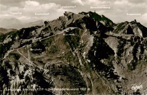 AK / Ansichtskarte Lenggries Bayern Brauneck Benediktenwand Bergbahn Zugspitze Krottenkopf Latschenkopf Probstwand Brauneck-Bahn