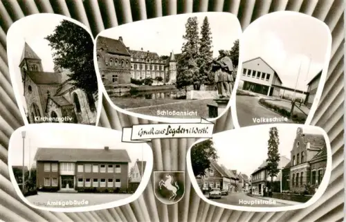 AK / Ansichtskarte Legden BORKEN NRW Kirche Schloss Volksschule Amtsgebaeude Hauptstrasse Denkmal Mehrbildkarte