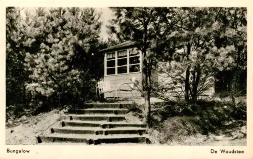 AK / Ansichtskarte Hierden Vacantiecentrum De-Woudstee Bungalow Wald Treppe Kiefernwald