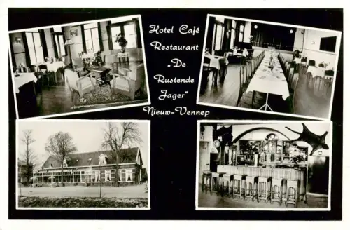 AK / Ansichtskarte Nieuw Vennep Hotel-Café-Restaurant De-Rustende-Jager Gastraum Restaurant Bar Aussenansicht Haarlemmermeer