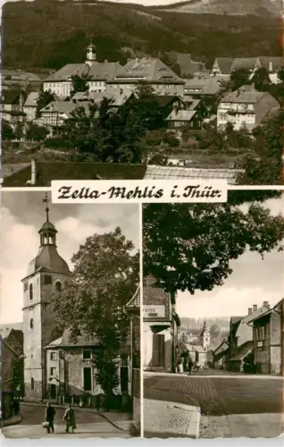 AK / Ansichtskarte Zella-Mehlis Thueringen Stadtuebersicht Kirche Kirchturm Strassenszene Hirtenfest Fachwerkhaus